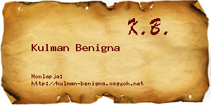 Kulman Benigna névjegykártya